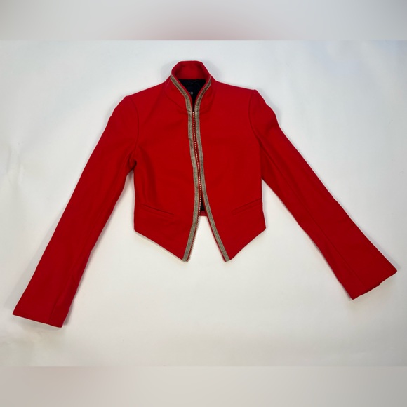 Juicy Couture Jacket Blazer Red Cropped Military Style Asymmetrical Coat Y2K Top - Picture 5 of 17